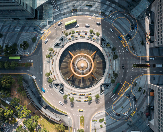 Overhead view of a beautiful city