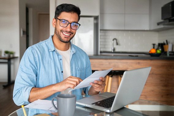 person studying on laptop