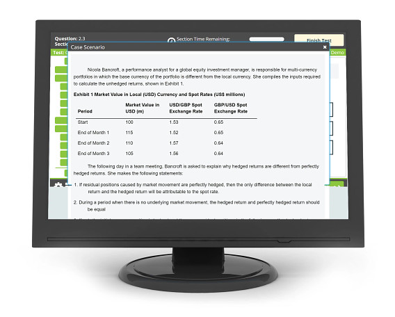 computer monitor with CFA exam preview